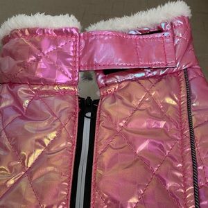 NWOT Pink shiny adorable lined dog coat